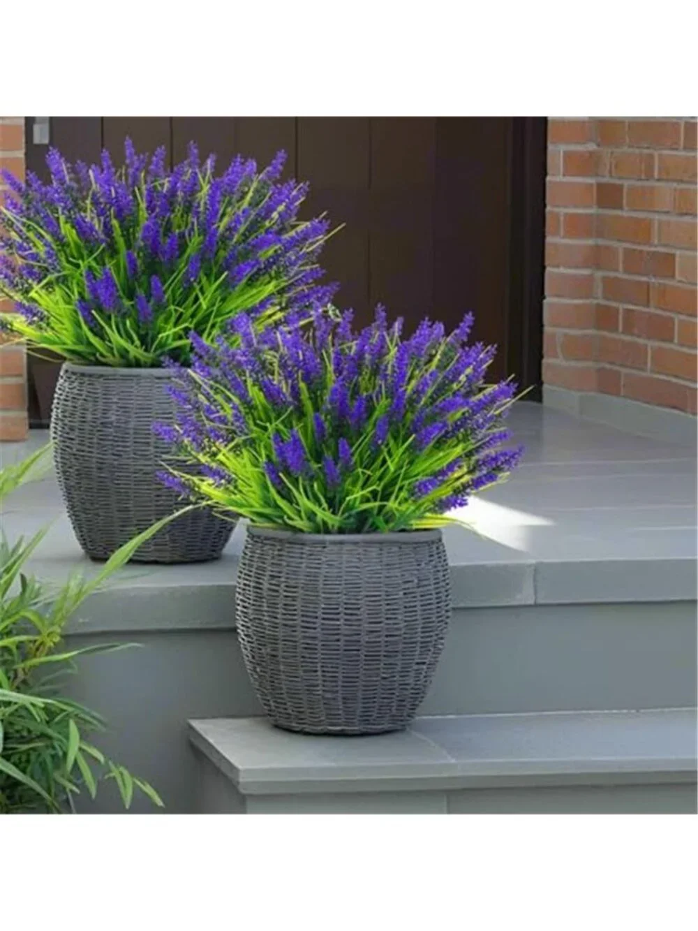 Artificial Lavender Flowers UV Resistant Faux Outdoor Plants Porch Decor Set